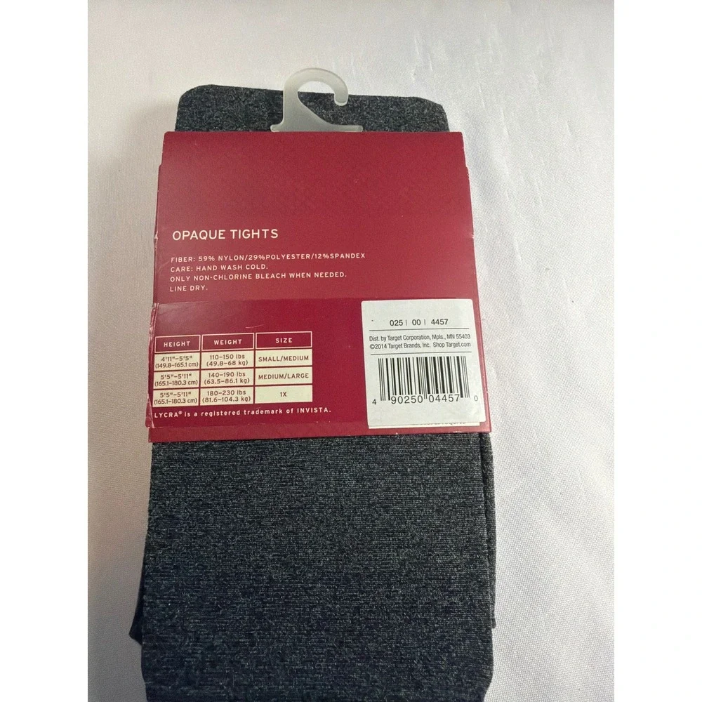 Merona Opaque Tights Women‎ M/L Charcoal Heather Gray Nylon Spandex Minimalist